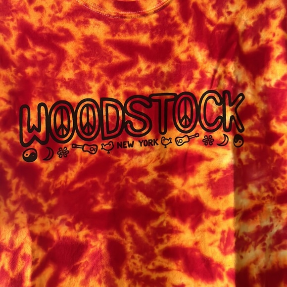 VTG Woodstock tie dye shirt  XL red and yellow festival t shirt hippie indie - Picture 2 of 12